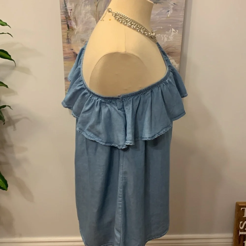 Old Navy Blue One-Shoulder Top- Lightweight Denim - Picture 2 of 7